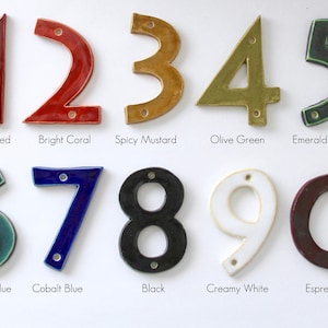 Mid Century Modern Address Numbers Stoneware House Numbers Custom Color Black White Blue Red Green Yellow MADE TO ORDER image 3