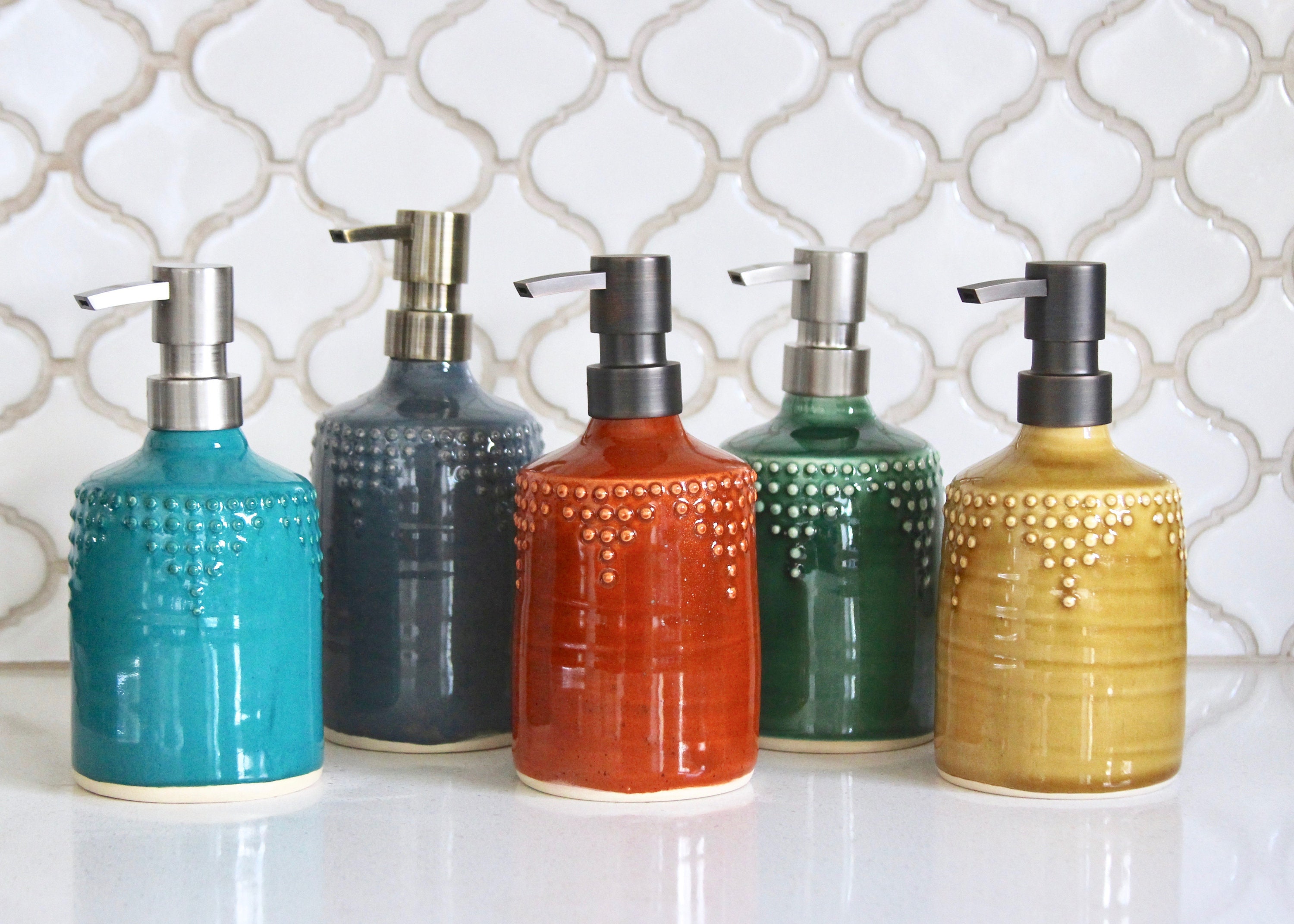 Soap or Lotion Dispenser Bottle Kitchen Set — Back Bay Pottery