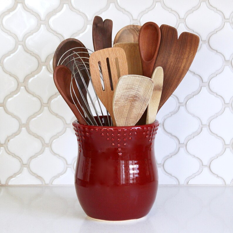 Large Kitchen Utensil Holder Handmade 16 Color Choices Etsy