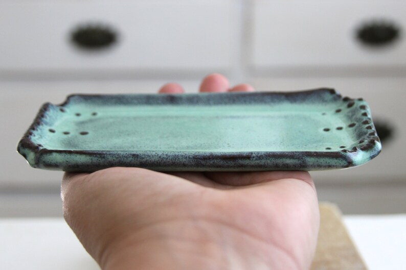 Rustic Spoon Rest in Aqua Mist Soap Dish Jewelry Tray Etsy