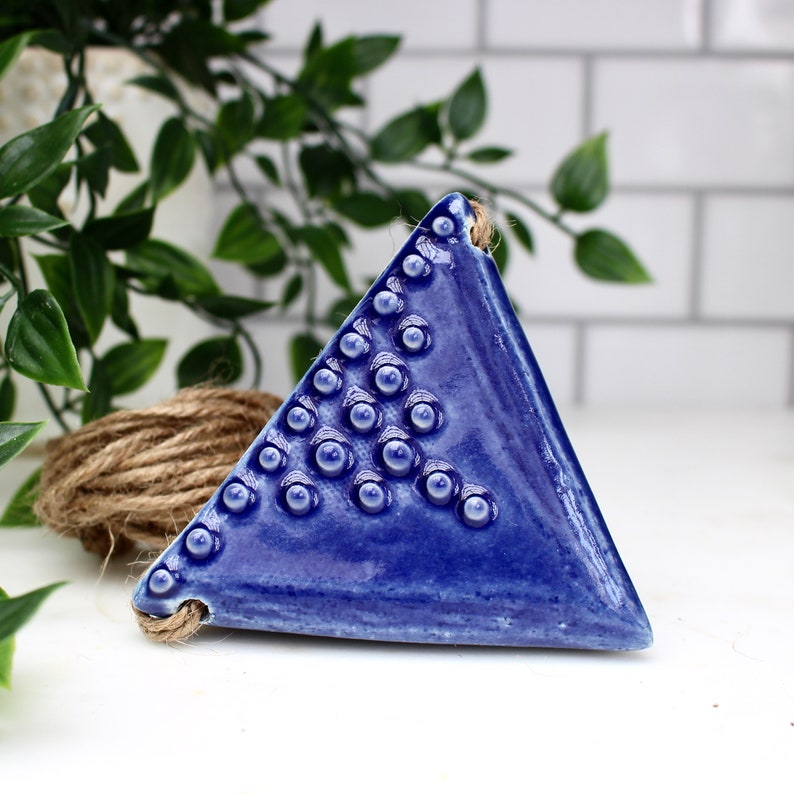 Triangle Hanging Planter Small Air Plant Holder Geometric Pot with Dots Design Modern Home Decor READY TO SHIP Cobalt Blue