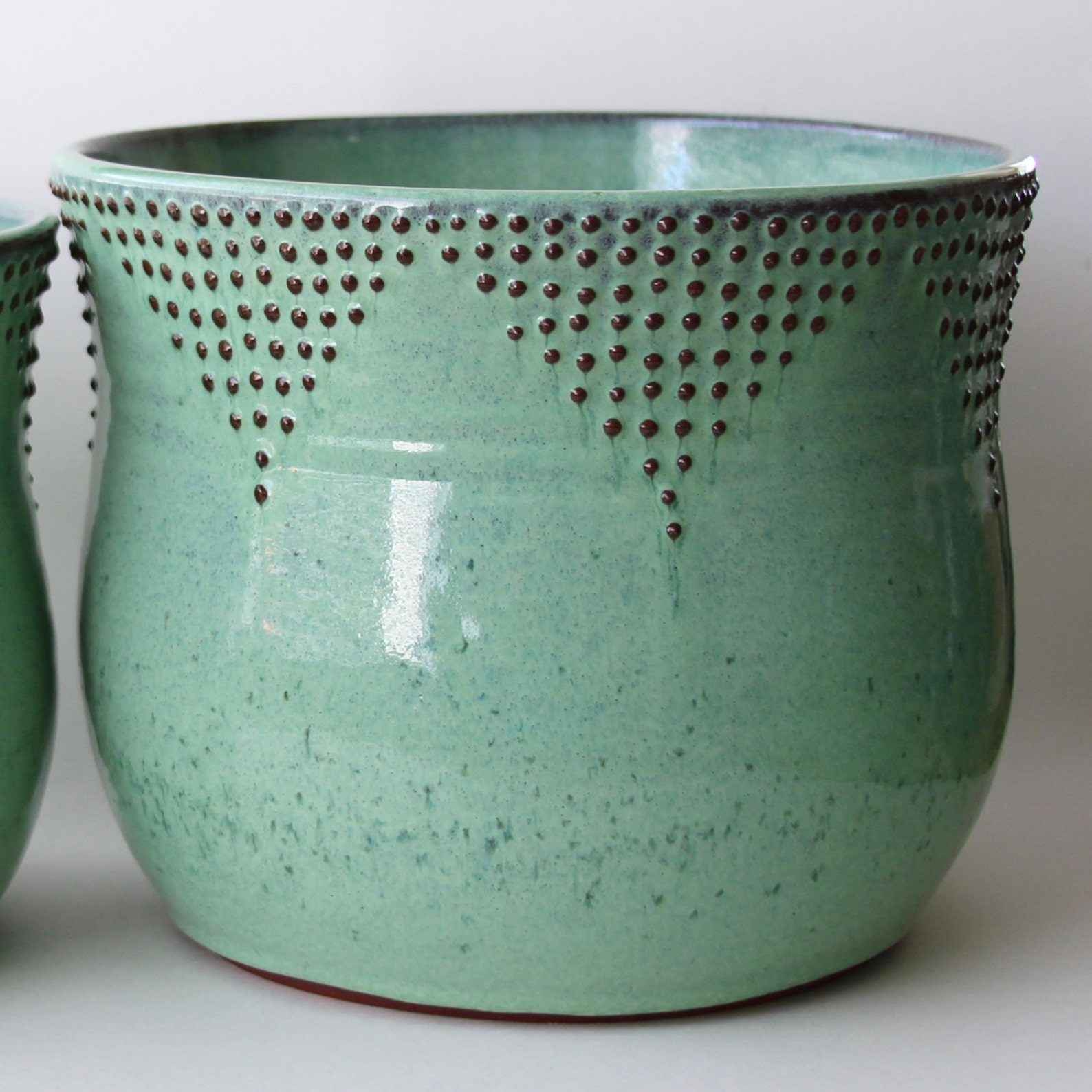 Jumbo Utensil Holder Aqua Mist Crock Flower Pot Etsy