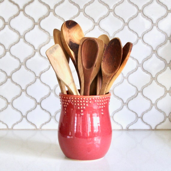 Conteneur de porte-ustensiles de cuisine en bois, porte-cuillère, support  en bois, décoration de la maison -  Canada