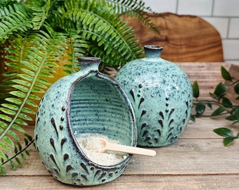 Pot à sel en céramique artisanale - Pot à sel - Prêt à expédier