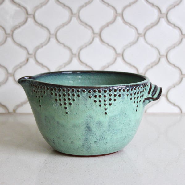 Batter Bowl - Handmade Mixing Bowl - 8 Cup - Aqua Mist - Modern Home Decor - MADE TO ORDER