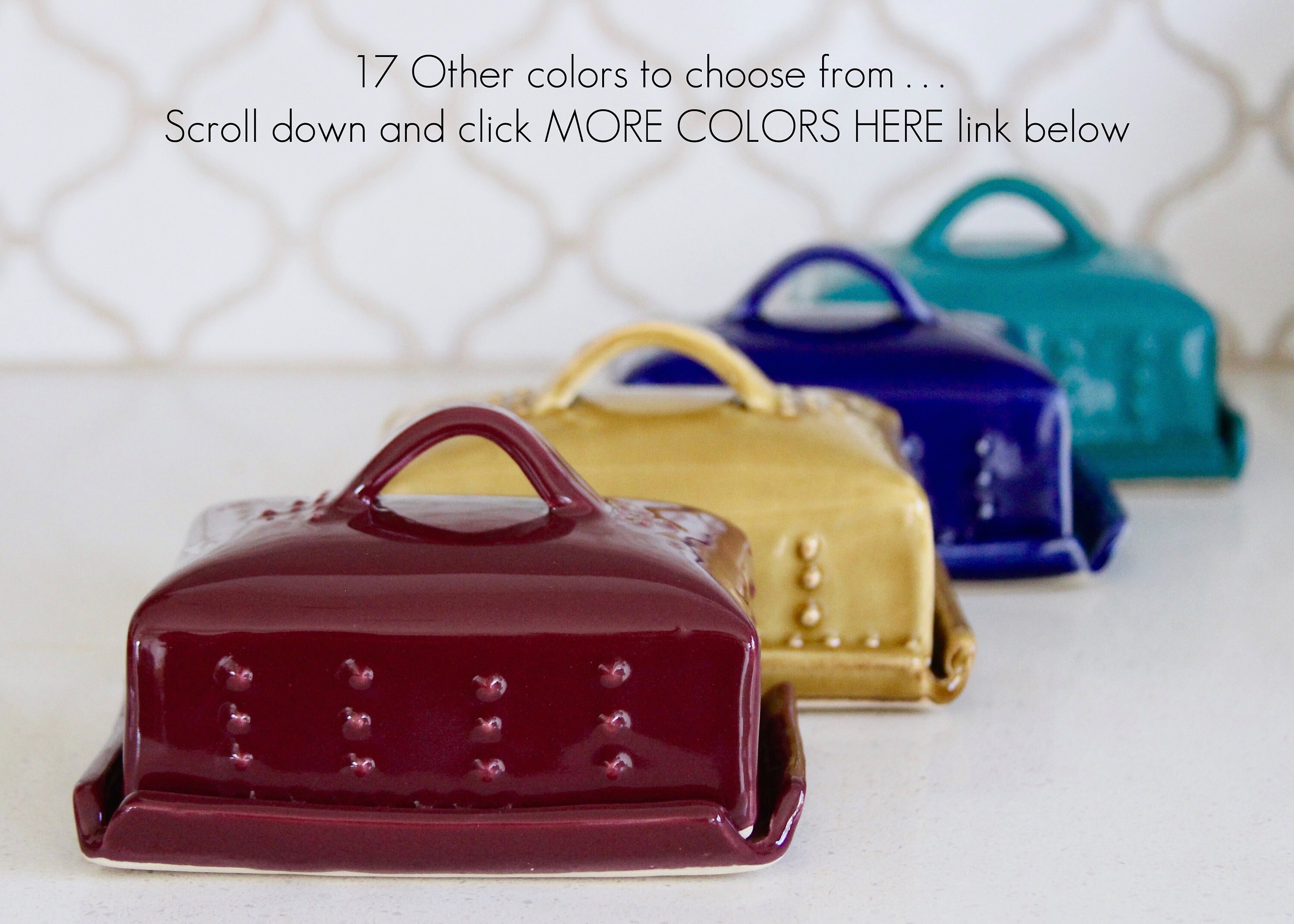 Butter Dish European Size with Lid and Handle Rustic Aqua Etsy