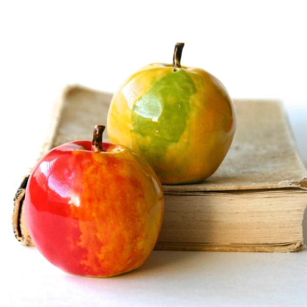 Salt & Pepper Shakers -  Handmade Fall Apples - Kitchen Table Home Decor - OOAK - Made to Order