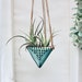 Hanging Planter - Air Plant Holder Hanger - Geometric Triangle Pot with Dots Design - Modern Home Decor - Aqua Mist - READY TO SHIP