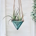 Hanging Planter - Air Plant Holder Hanger - Geometric Triangle Pot with Dots Design - Modern Home Decor - Aqua Mist - READY TO SHIP 