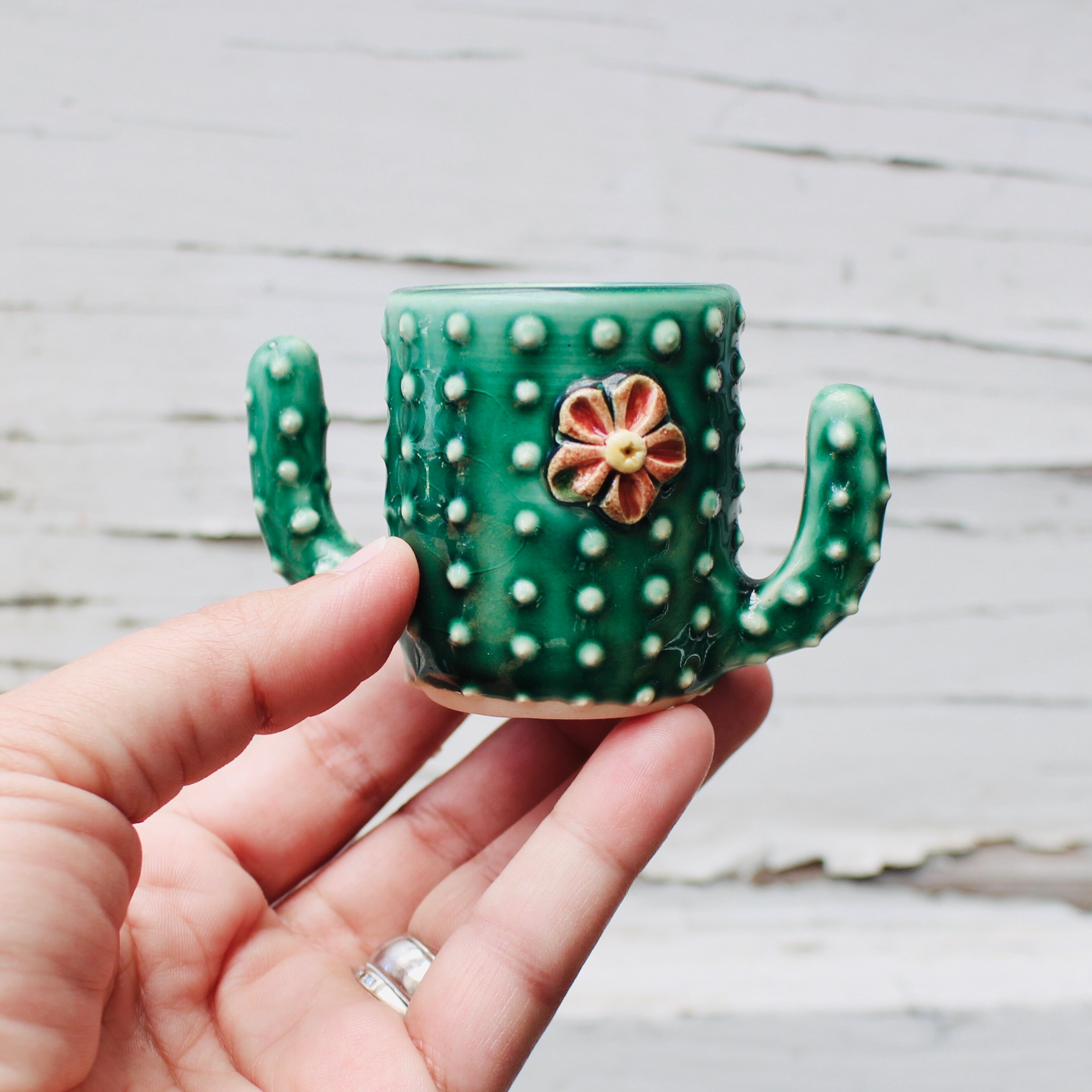 Cactus Shot Glass - Succulent Espresso Cup Handmade Ceramic Pottery Made To Order
