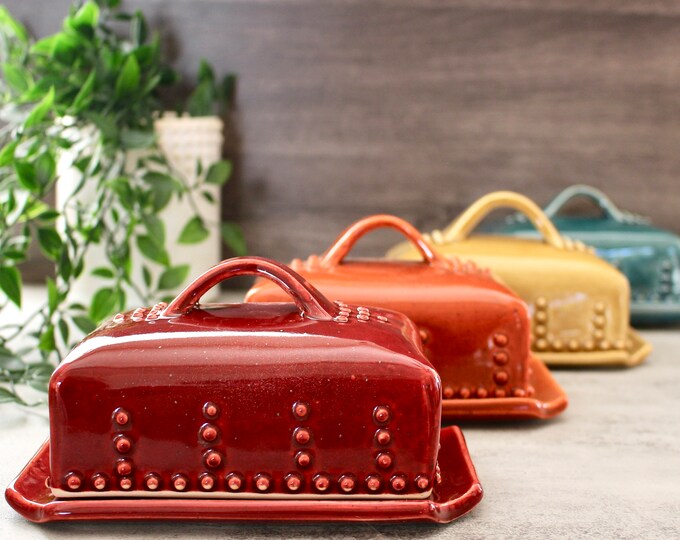 European Butter Dish With Lid and Handle Modern Farmhouse Kitchen READY TO SHIP Etsy