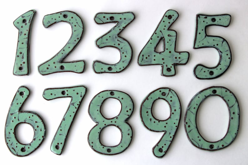 Large Address Numbers Outdoor Custom House Numbers Letters Set of 2 Organic Style 8 inch 7 inch Size Aqua Mist MADE TO ORDER image 3