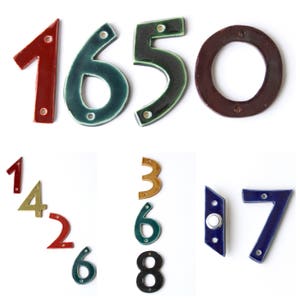 Mid Century Modern Address Numbers Stoneware House Numbers Custom Color Black White Blue Red Green Yellow MADE TO ORDER image 2