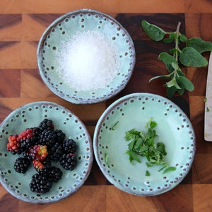 Stoneware Dipping Dish in Aqua Mist - Prep Bowl - Handmade Mini Dish - Modern Farmhouse Home Decor - READY TO SHIP