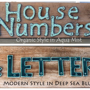 Organic House Numbers Set of 4 Choose Your Color Nautical Royal Blue Rustic Red Olive Green Moss Mustard Curb Appeal Made to Order image 5