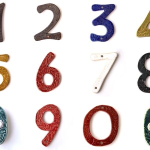 Organic House Numbers Set of 4 Choose Your Color Nautical Royal Blue Rustic Red Olive Green Moss Mustard Curb Appeal Made to Order image 3