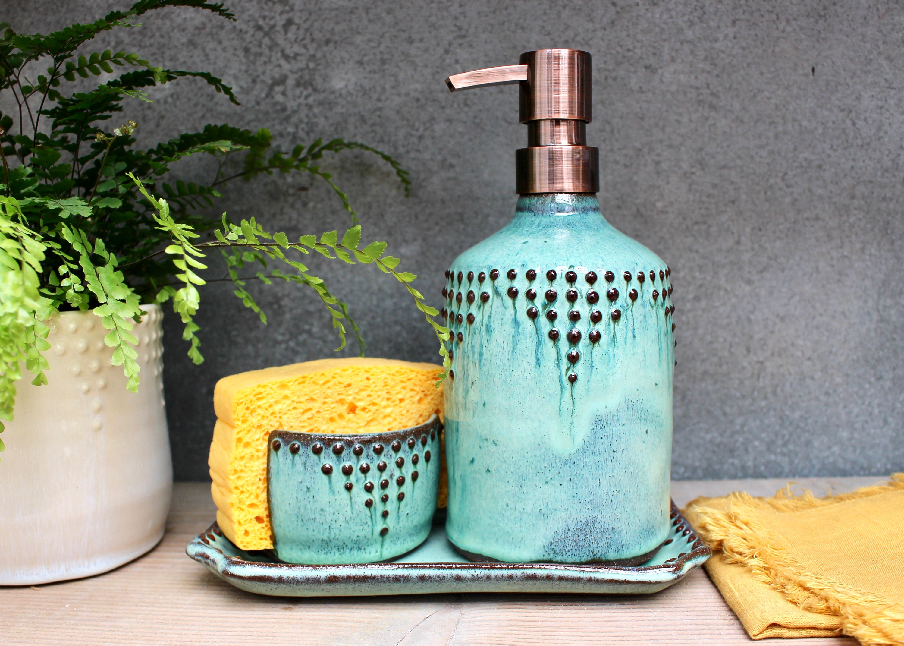 Kitchen Soap Dispenser Set With Sponge Holder and Tray in ...