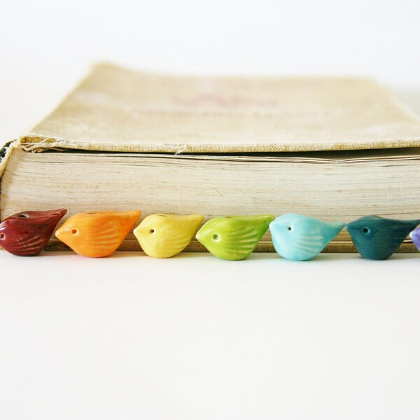 Ceramic Bird Beads - Set of 4 - Choose Your Colors - 32 Choices