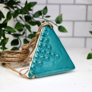 Triangle Hanging Planter Small Air Plant Holder Geometric Pot with Dots Design Modern Home Decor READY TO SHIP Dark Teal