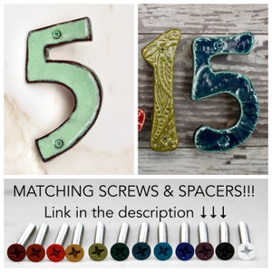 Mid Century Modern Address Numbers Stoneware House Numbers Custom Color Black White Blue Red Green Yellow MADE TO ORDER image 4