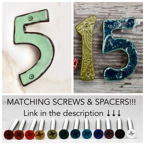 Organic House Numbers Set of 4 Choose Your Color Nautical Royal Blue Rustic Red Olive Green Moss Mustard Curb Appeal Made to Order image 6