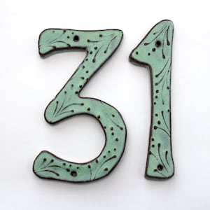 Large Address Numbers Outdoor Custom House Numbers Letters Set of 2 Organic Style 8 inch 7 inch Size Aqua Mist MADE TO ORDER image 1