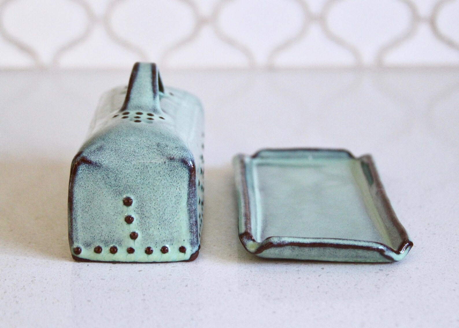 Covered Butter Dish With Lid Rustic Aqua Mist French Etsy