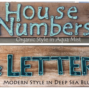 Large Address Numbers Outdoor Custom House Numbers Letters Set of 2 Organic Style 8 inch 7 inch Size Aqua Mist MADE TO ORDER image 6