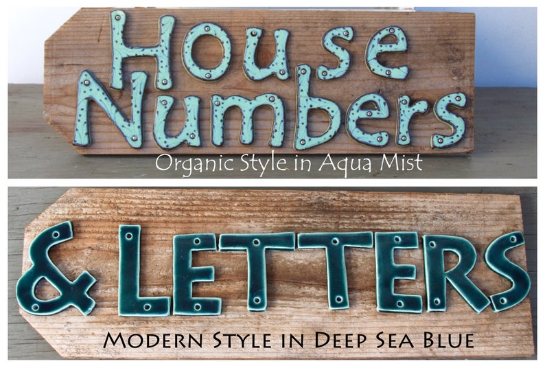 Large Address Numbers Outdoor Custom House Numbers Letters Set of 2 Organic Style 8 inch 7 inch Size Aqua Mist MADE TO ORDER image 6