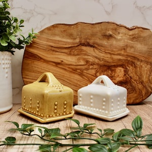 Half Stick Butter Dish with Lid - Small / Mini / Baby Butter Keeper - Covered with Handle - Handmade Pottery - READY TO SHIP