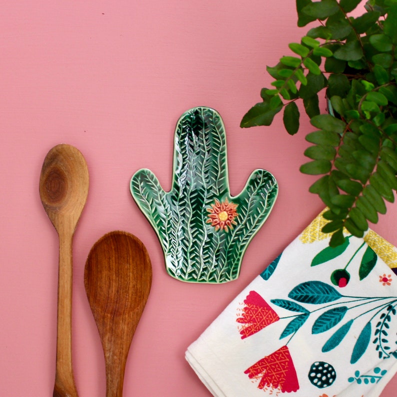 Cactus Spoon Rest - Succulent Jewelry Tray - Soap Dish - Trinket Holder - READY TO SHIP 