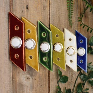 Mid Century Modern Doorbell Plate Cover with Standard Button - Parallelogram - 1 Inch Wide