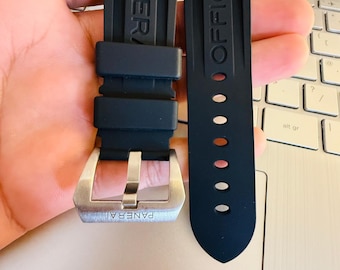 Correa de reloj Officine Panerai Pam de 24 mm, silicona negra y caucho