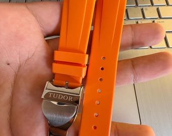 Correa de reloj Tudor Black Bay GMT tamaño 22 mm de silicona y caucho naranja