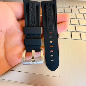 24mm Officine Panerai Watch Strap Pam Black Silicone / Rubber image 2