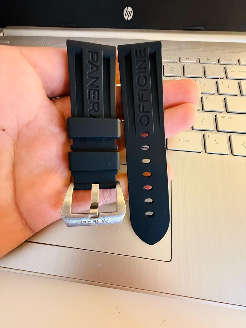 24mm Officine Panerai Watch Strap Pam Black Silicone / Rubber image 2
