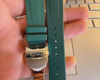 Correa de reloj de silicona y caucho verde para Tudor Black Bay GMT, tamaño 22 mm