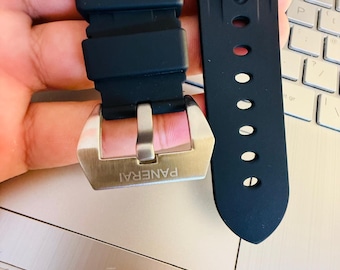 Correa de reloj Officine Panerai Pam de 24 mm, silicona negra y caucho