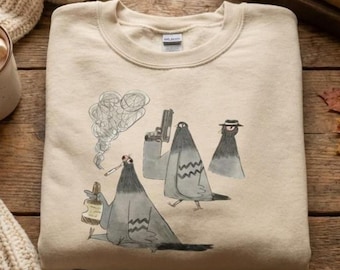 Funny Thug Pigeon Sweatshirt Gangster Birds Meme Sweater Silly Bird Whiskey Sweater Gift for Him Gift for Her