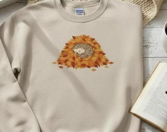 Cozy Hedgehog Autumn Sweatshirt Fall Fashion Gift for Her Animal Lover Gift