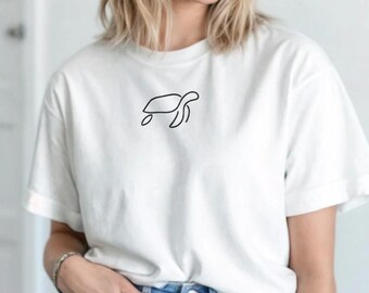 Embroidered Turtle T-Shirt Ocean Lovers Nature Lovers Shirt Gift for Her Beach Wear Nature Tee Gift for Him Marine Life Gift Heavyweight Tee