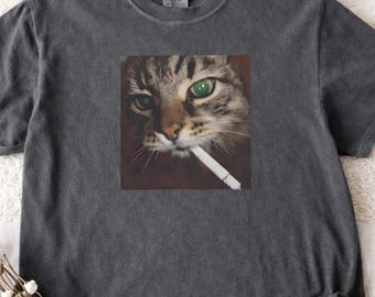 Smoking Cat Meme T-Shirt funny Cat Shirt Gift for him Gift for Cat Mom