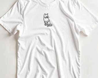 Embroidered cute Cat T-Shirt for Pet Lovers Perfect Gift for her Cat Lover Gift for Cat Moms Gift Cat Owner Gift Unisex Pet Shirt