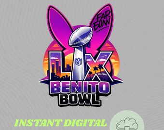 LX 2026 Super Football Ba.d Bunny PNG: Ben.ito Bo.wl Bunny Ears Neon Hip Hop Game Day Art High Resolution Sublimation PNG (Digital Download)