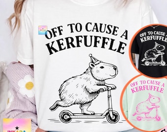 Off To Cause A Kerfuffle Shirt Png, Funny Groundhog Scooter Png, Animal Mental Health Adult Humor Sarcastic Png