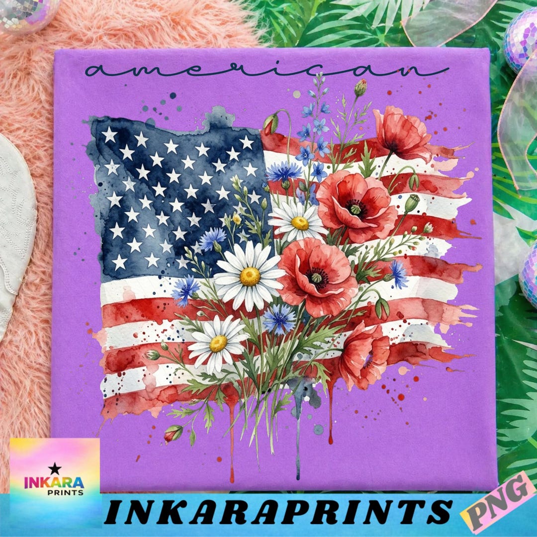 Floral American Flag PNG, 4th of July PNG, America Png, Patriotic PNG ...