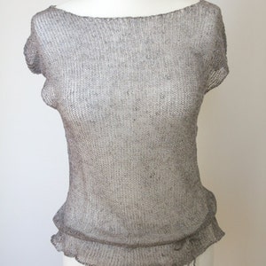Knitted summer airy linen blouse
