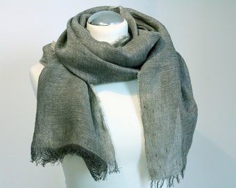 Bufanda pura aireada lino gris claro Listo para enviar