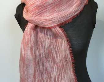Bufanda de puro lino vaporoso color rosa Lista para enviar
