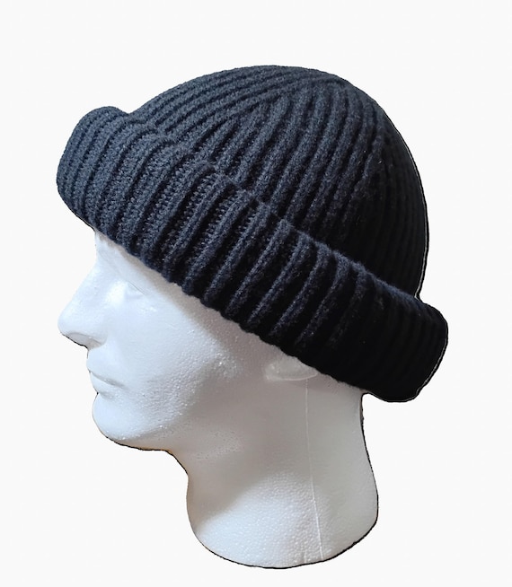 Merino Wool Fisherman Beanie Knit Skull Cap Cuffed Winter Hat Unisex DOANNOTIUM Wool Short Beanie Trawler Watch Hat Winter  main image 2
